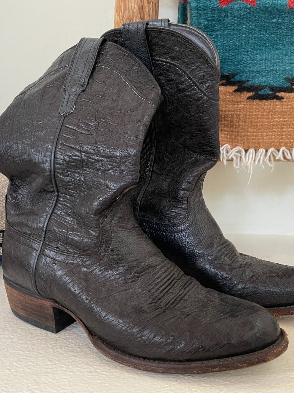 Tecovas "The Earl" Black Ostrich Leather Size 9.5